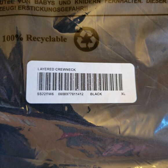 Supreme Overlap (Layered) Crewneck Sweatshirt Size XL Black - Picture 6 of 6